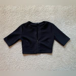 ZARA - Fitted Zip Up Crop Top - Black- Small